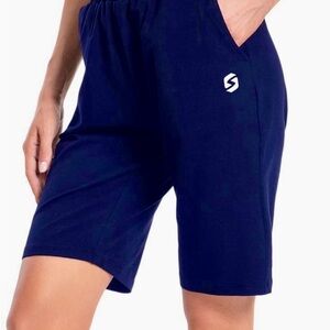 Women's Navy Blue Bermuda Athletic Shorts